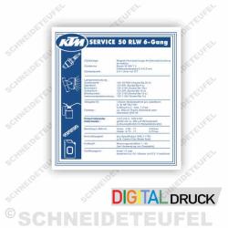 KTM Serviceaufkleber 50 RLW 6 Gang