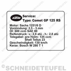 KTM Comet GP 125 RS Serviceaufkleber