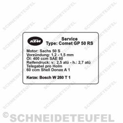 KTM Comet GP 50 RS Serviceaufkleber
