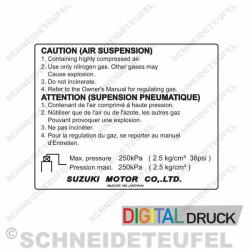 Suzuki Air Suspension Warnaufkleber