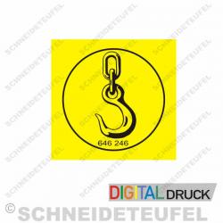 Warnaufkleber Hakenpunkt gelb