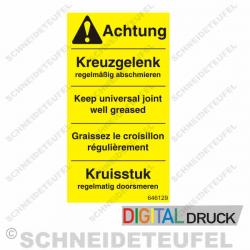 Warnaufkleber Kreuzgelenk gelb