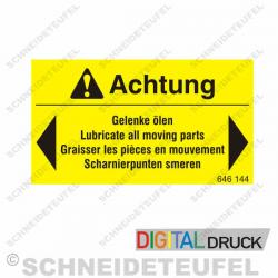 Warnaufkleber Gelenke ölen