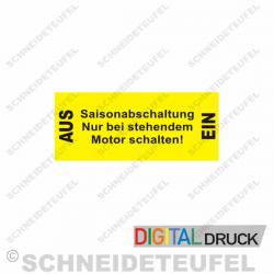 Warnaufkleber Saisonabschaltung Gelb