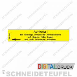 Warnaufkleber Klemmschalen