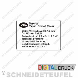 KTM Comet Racer Serviceaufkleber