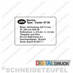 KTM Comet GT 50 Serviceaufkleber