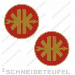 Kreidler Logo Beinschild gold/rot Set