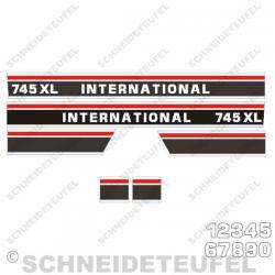 IHC International Motorhaubenaufkleber schwarz rot 145x10, 7 cm