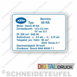 KTM Serviceaufkleber Service 80RS