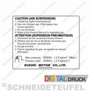 Suzuki Air Suspension Warnaufkleber