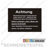 Traktor Starterknopf Hinweis