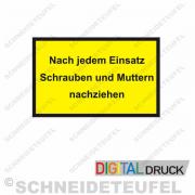 Warnaufkleber Schrauben nachziehen