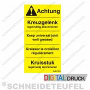 Warnaufkleber Kreuzgelenk gelb
