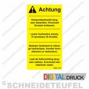 Warnaufkleber Dreipunkthydraulik Gelb