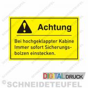 Warnaufkleber - Kabine
