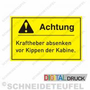 Warnaufkleber - Kabine Kippen