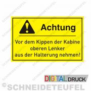 Warnaugkleber - Kabine kippen Halterung