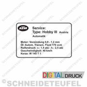 KTM Serviceaufkleber Hobby III Automatik