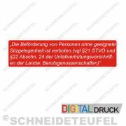 Warnaufkleber Personenbeförderung