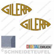 Gilera Emblem Set Goldmetallic auf Schwarz 13cm